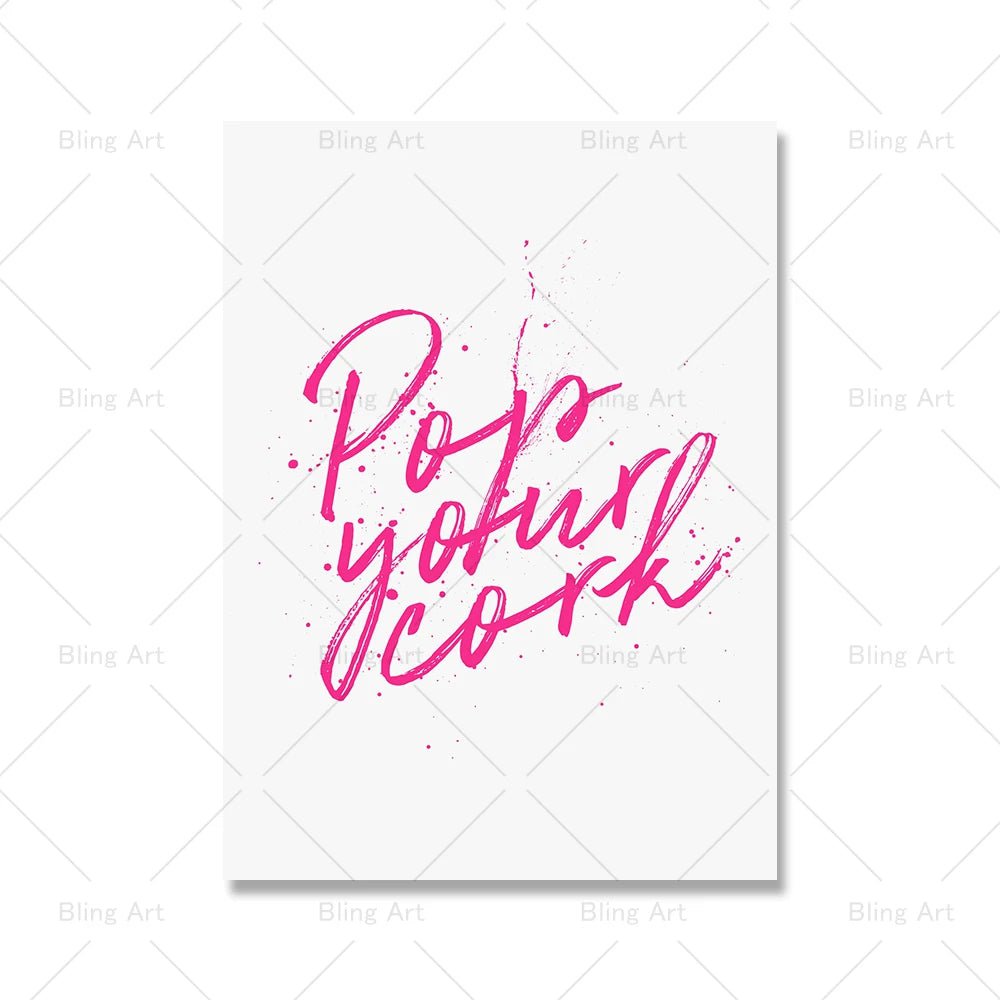 Fashion Lips and Champagne Canvas: Pink Pineapple, Golden Balloon Dog Wall Art for Dorm and Living Room Decor Picture 5 / A4 21x30cm no frame