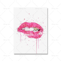 Fashion Lips and Champagne Canvas: Pink Pineapple, Golden Balloon Dog Wall Art Picture 1 / A4 21x30cm no frame