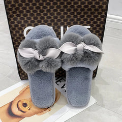 Fashionable Faux Fur House Slippers for Women: Slip-on Flats