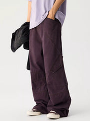 Men's wide leg cargo pants with pockets.