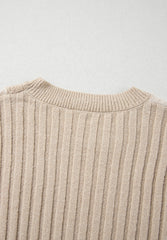 Suéter de cuello redondo con bloques de color y punto trenzado