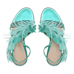 Feather Decorative Peep Toe Heels