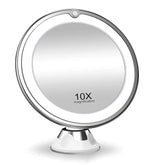 Flexible 10x Magnifying Mirror LED LightingTouch Screen Portable Dressing Table Makeup Dry Battery WHITE
