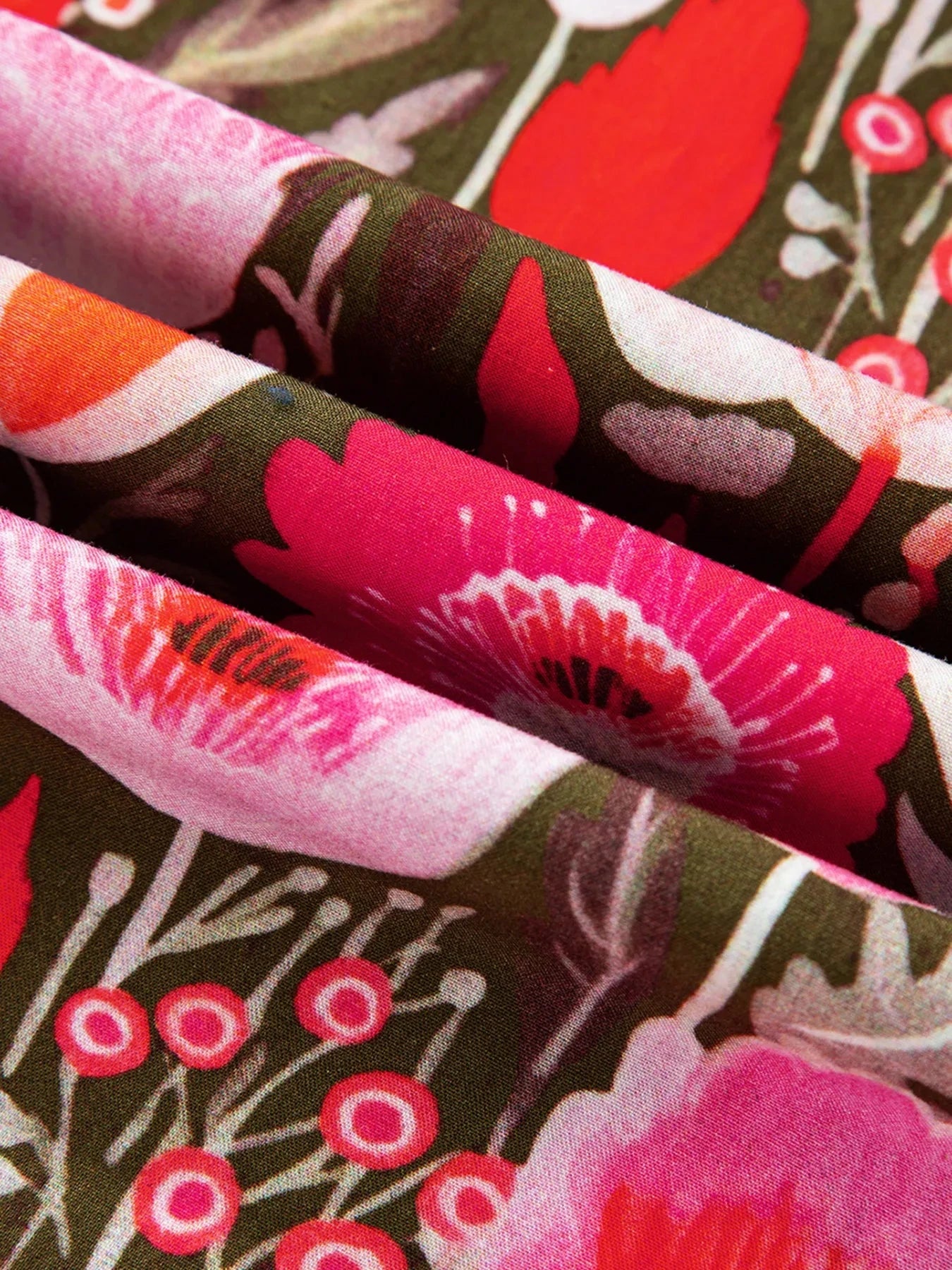 Floral Balloon Sleeve Tie Neck Blouse