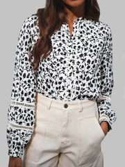 Floral Button Down Long Sleeve Shirt Black / S