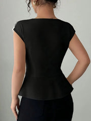 Floral Cap Sleeve Peplum Blouse