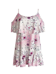 Floral Cold Shoulder Ruffle Mini Dress