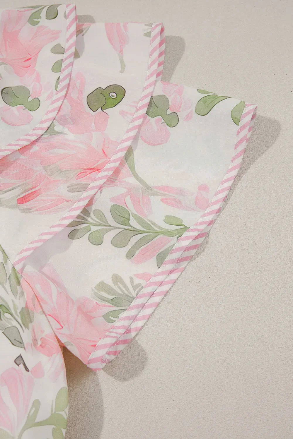 Floral Contrast Edge Layered Short Sleeve Mini Dress