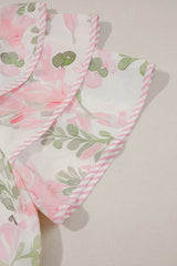 Floral Contrast Edge Layered Short Sleeve Mini Dress