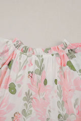 Floral Contrast Edge Layered Short Sleeve Mini Dress