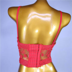 Floral Decor Mesh Lace Bustier Bralette