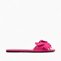 Floral Decor Open Toe Flat Mules