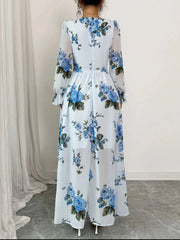 Floral Flounce Sleeve Maxi Dress