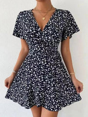 Floral Flutter Sleeve Wrap Mini Dress