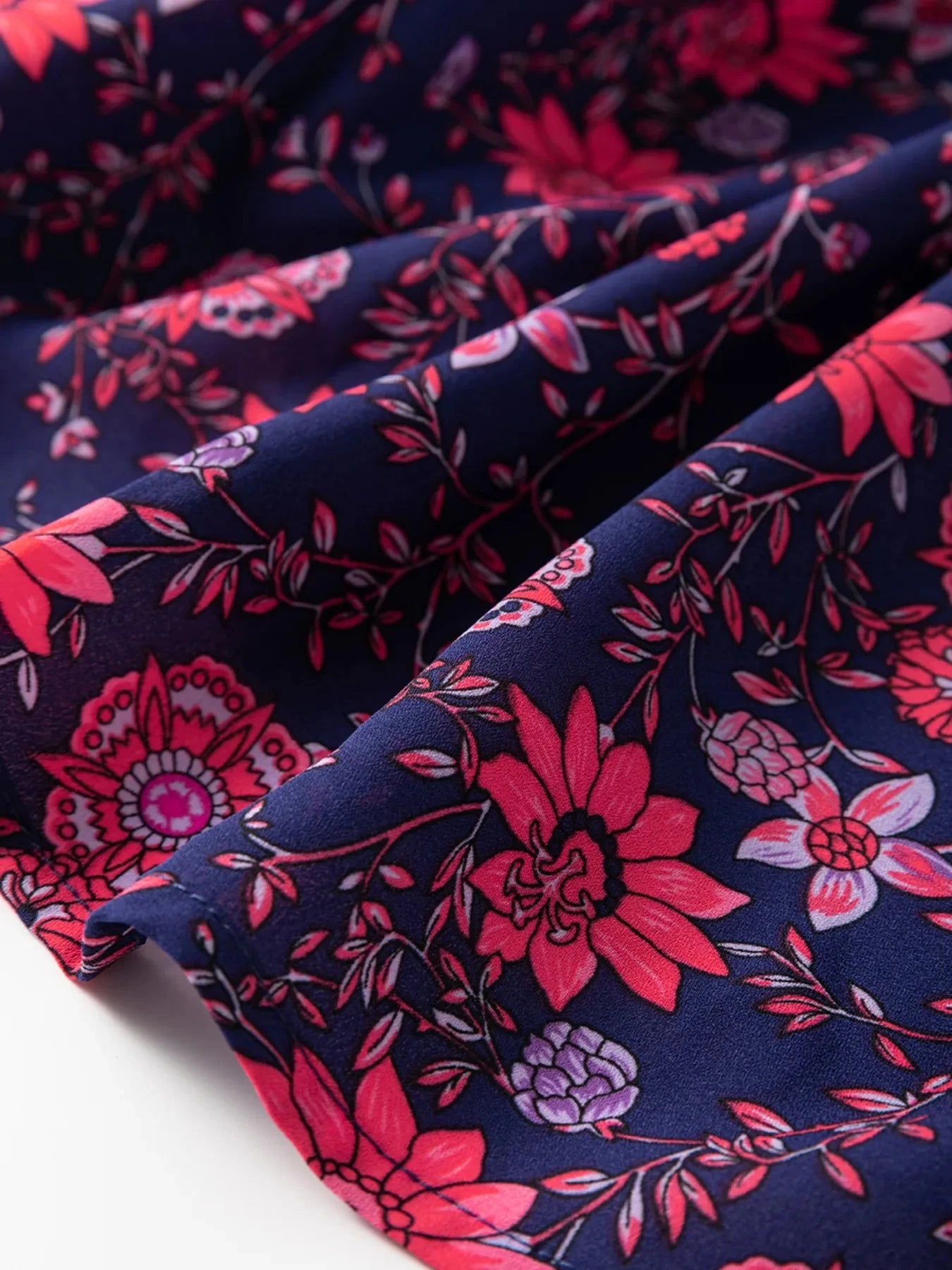 Floral Half Sleeve Split Neck Blouse Top