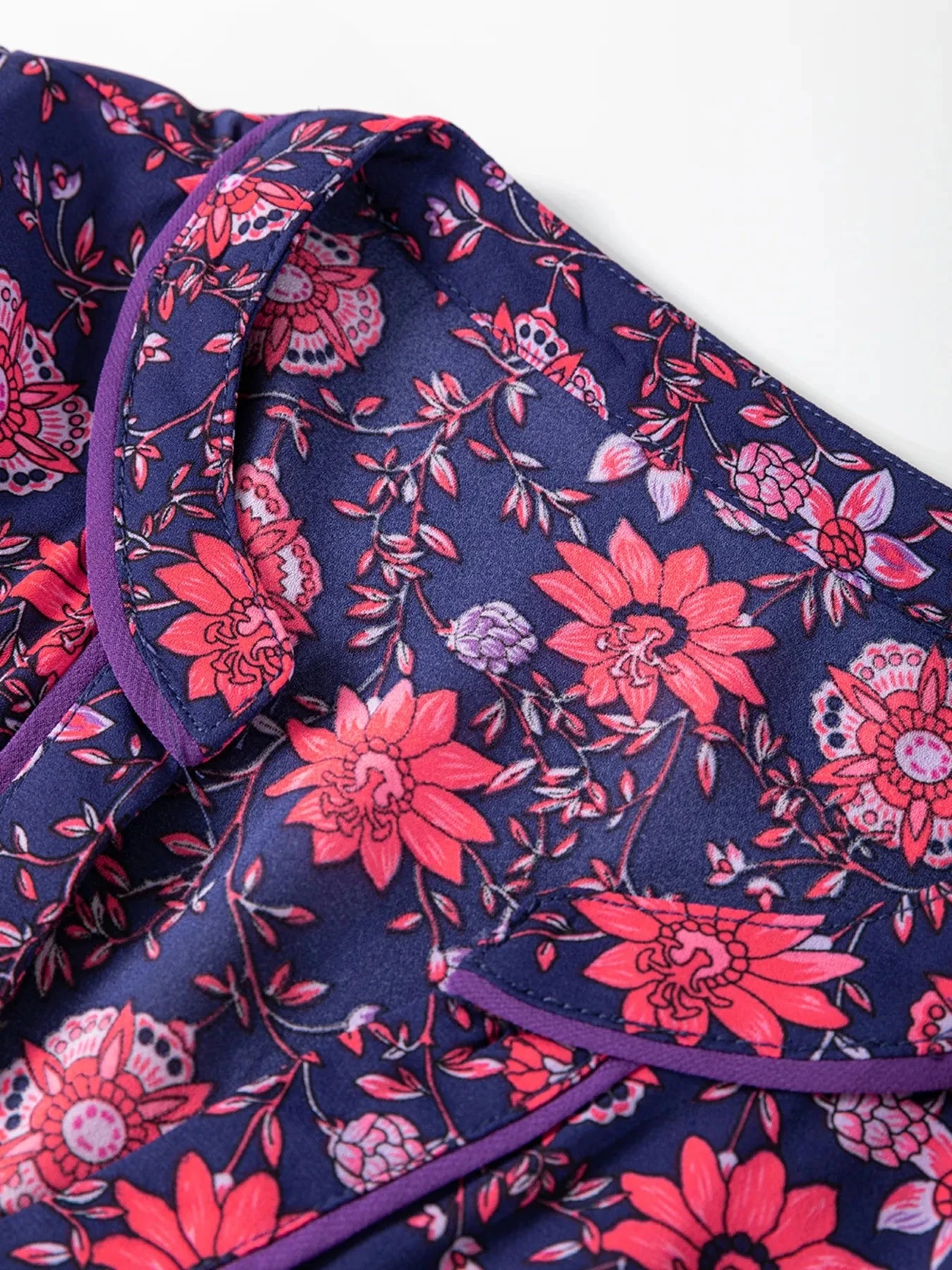 Floral Half Sleeve Split Neck Blouse Top