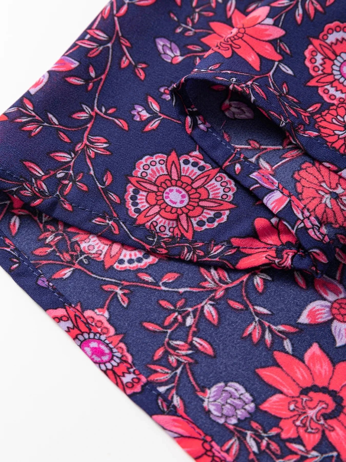 Floral Half Sleeve Split Neck Blouse Top