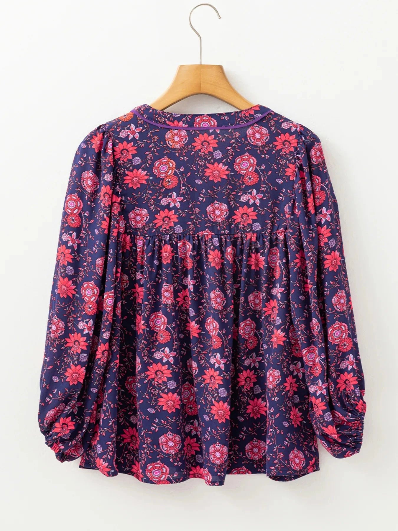 Floral Half Sleeve Split Neck Blouse Top