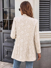 Floral Jacquard One Button Long Sleeve Blazer