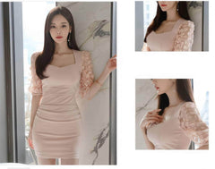Floral Lace Detailed Sleeves Ruched Mini Dress