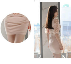 Floral Lace Detailed Sleeves Ruched Mini Dress