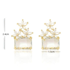 Floral Layered 14K Gold Statement Earrings Gold / Clip On