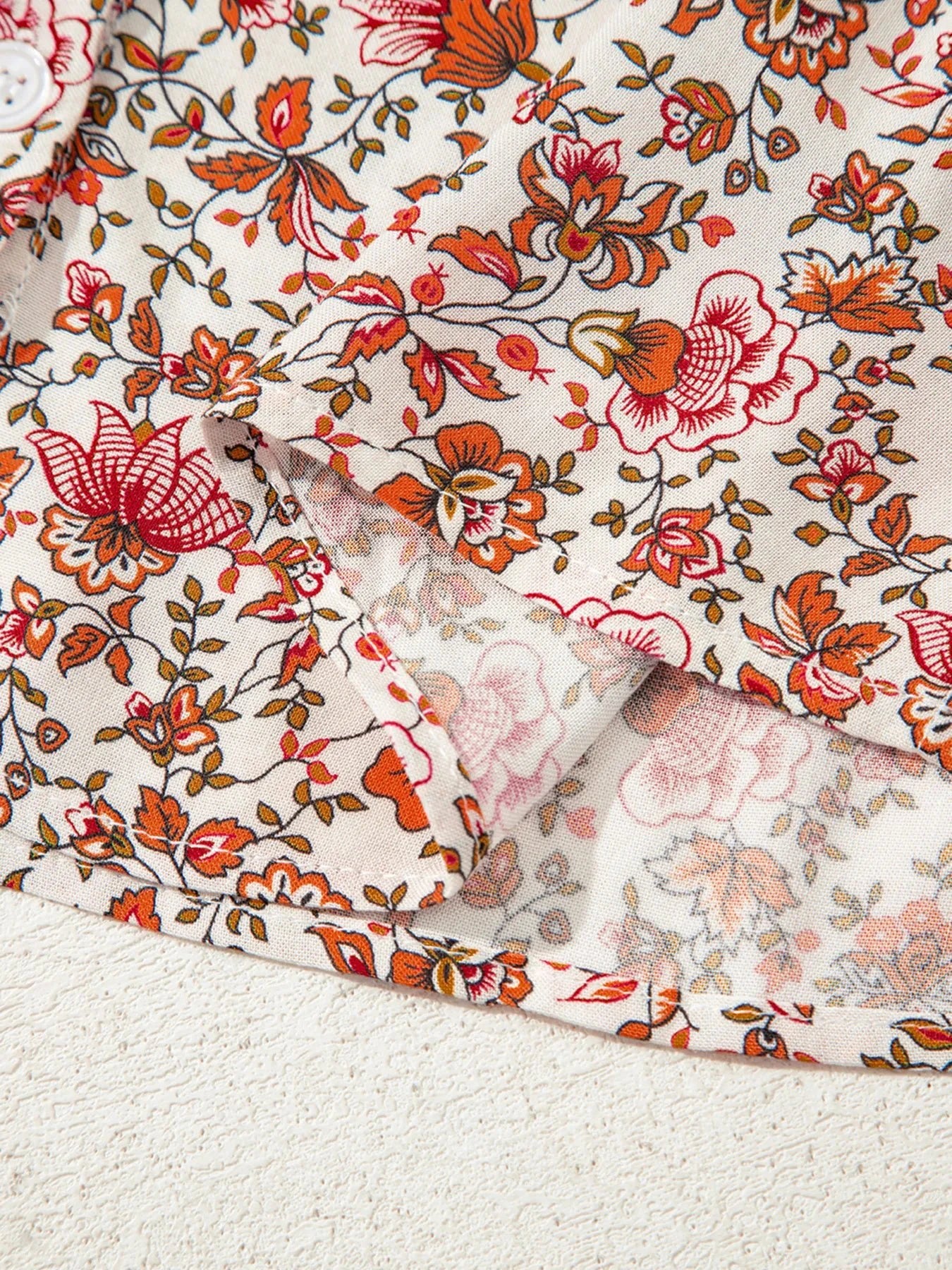 Floral Long Sleeve Button Down Blouse