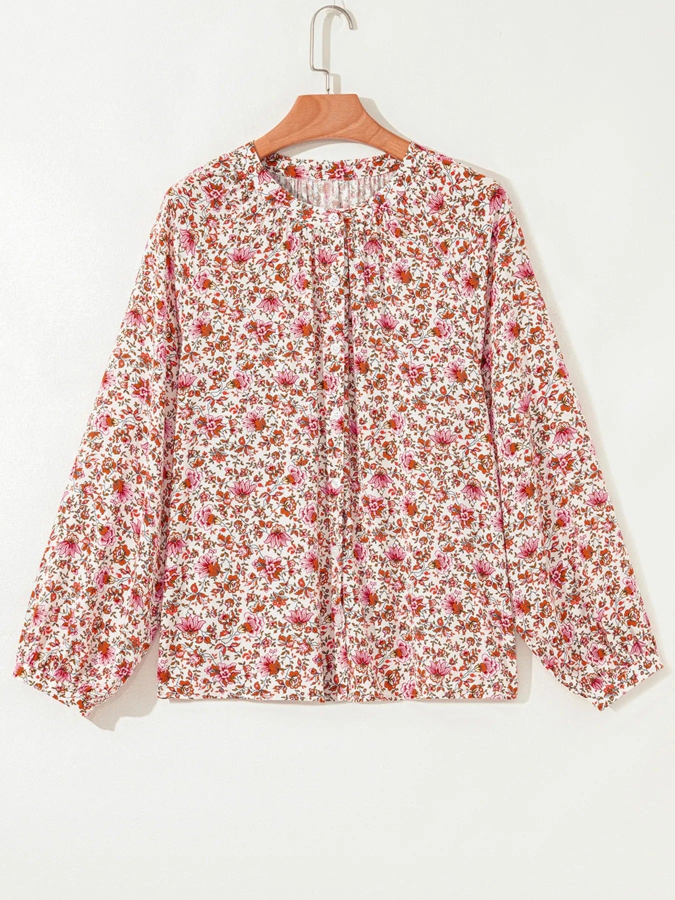Floral Long Sleeve Button Down Blouse
