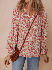 Floral Long Sleeve Button Down Blouse