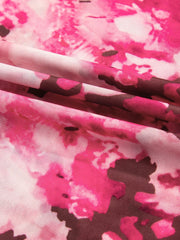 Floral Mesh Flounce Sleeve Mock Neck Blouse