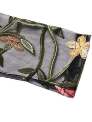 Floral Mesh Sleeve Ruched Maxi Dress