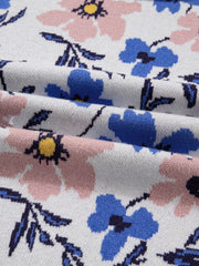 Floral Panel Colorblock Sleeve Patchwork Sweater