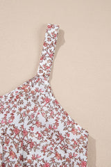 Floral Pleated Detail Scoop Neck Tank