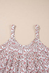 Floral Pleated Detail Scoop Neck Tank