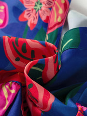 Floral Print 3/4 Sleeve V Neck Tiered Dress