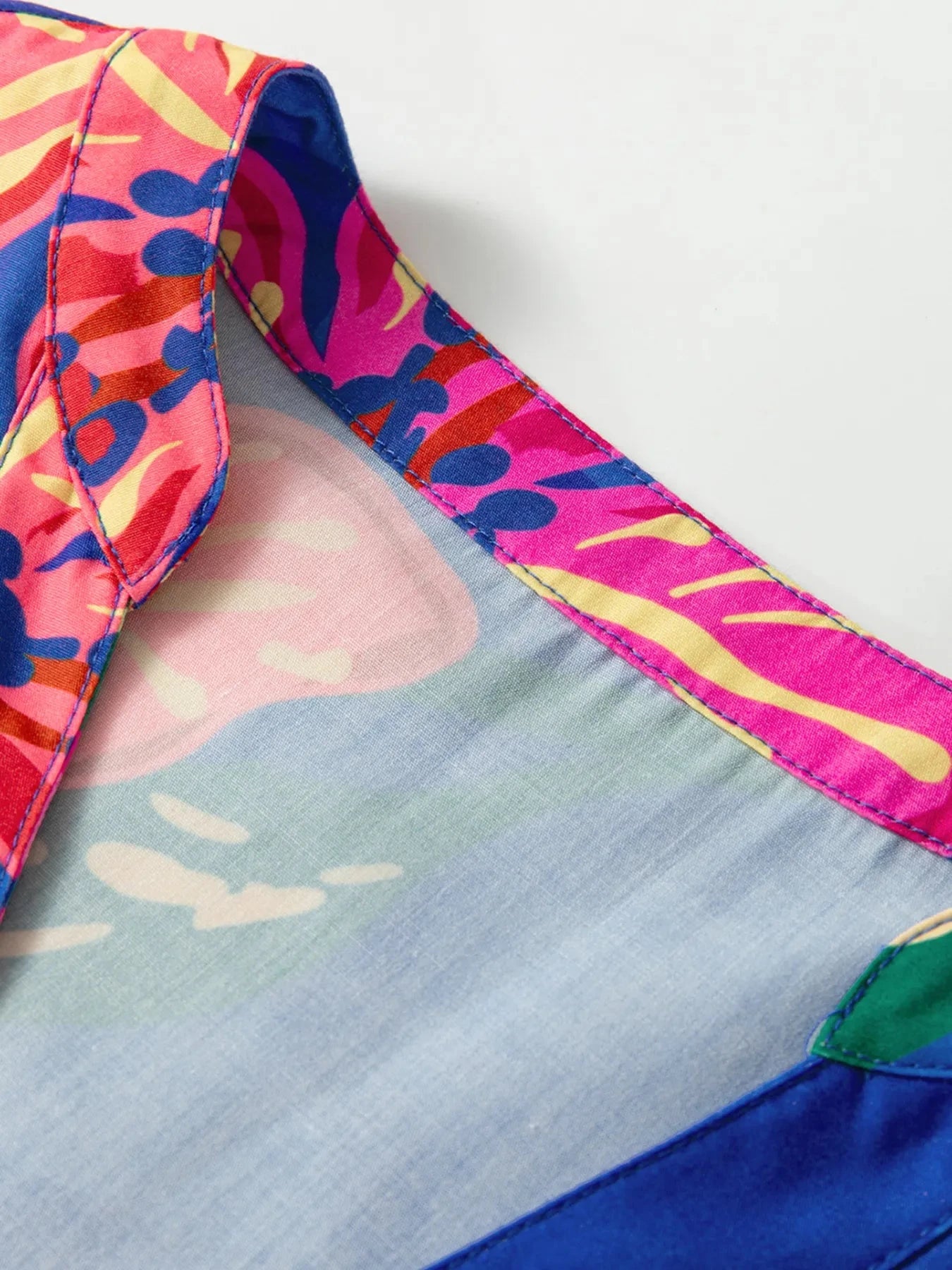 Floral Print 3/4 Sleeve V Neck Tiered Dress