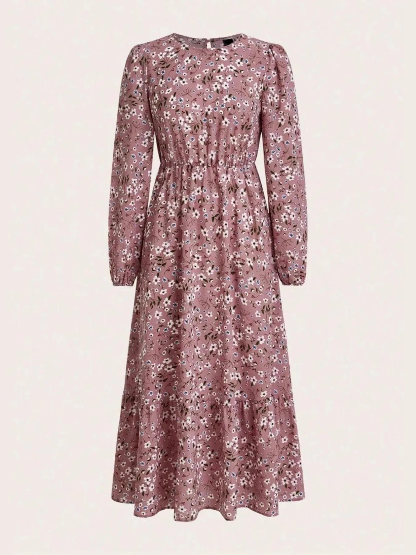 Floral Print Balloon Sleeve Maxi Dress