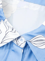 Floral Print Button Up Pleated Detail Puff Sleeve Shirt