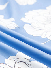 Floral Print Button Up Pleated Detail Puff Sleeve Shirt