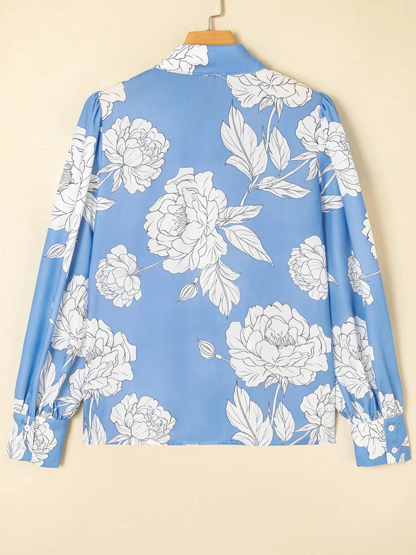 Floral Print Button Up Pleated Detail Puff Sleeve Shirt