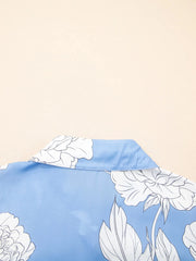 Floral Print Button Up Pleated Detail Puff Sleeve Shirt