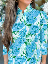 Floral Print Button-Up Shirt Pastel Blue / S