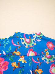 Floral Print Button-Up Short Sleeve Shirt