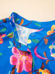 Floral Print Button-Up Short Sleeve Shirt