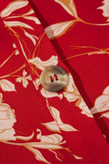 Floral Print Buttoned Front V Neck Tiered Short Sleeve Midi Dress