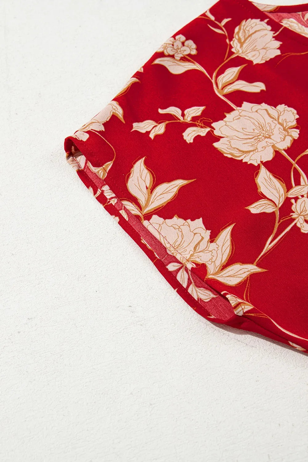 Floral Print Buttoned Front V Neck Tiered Short Sleeve Midi Dress