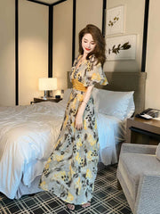 Floral Print Empire Waist Maxi Dress