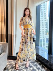 Floral Print Empire Waist Maxi Dress