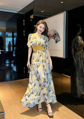 Floral Print Empire Waist Maxi Dress