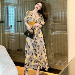 Floral Print Empire Waist Maxi Dress